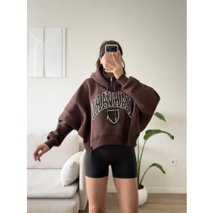 Harvard Fermuarlı Oversize Sweat - KAHVE