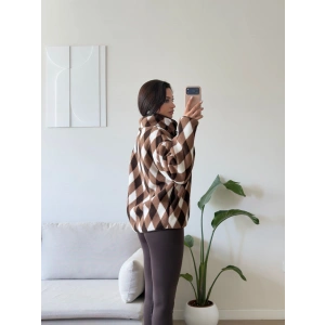 Retro Peluş Fermuar Sweat - BAKLAVA KAHVE