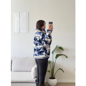 Retro Peluş Fermuar Sweat - GEYİK DESEN