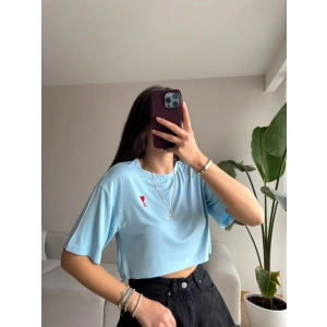 A Kalp Salaş T-shirt - MAVİ