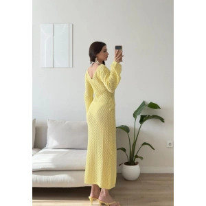 Ajurlu Tokalı Plaj Elbise - SARI