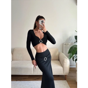 Aksesuar Detay Etekli Takım - SİYAH