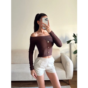 Aksesuar Detay Madonna Crop - KAHVE