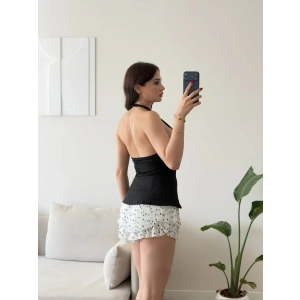 Alessa Sırt Dekolteli Peplum Bluz - SİYAH