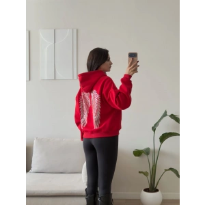 Angel Baskı Oversize Sweat - KIRMIZI