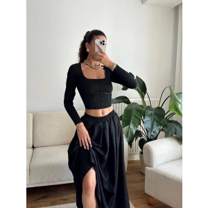 Ara Biyeli Crop - SİYAH