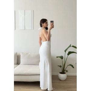 Arina Halter Aksesuar Elbise - BEYAZ