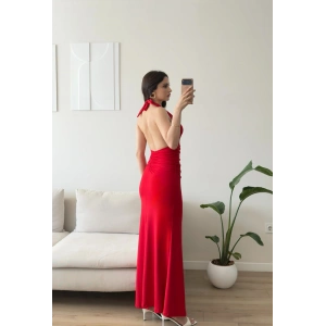 Arina Halter Aksesuar Elbise - KIRMIZI