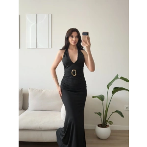 Arina Halter Aksesuar Elbise - SİYAH