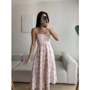 Askılı Çiçek Jessica Elbise - PUDRA