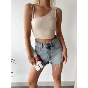 Askılı Omuz Detay Crop-BEJ