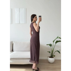 Astarlı Puantiyeli Long Elbise
