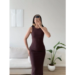 Astarlı Puantiyeli Long Elbise