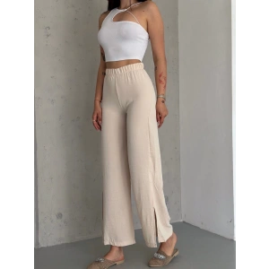 Ayrobin Yırtmaçlı Pantolon - BEJ