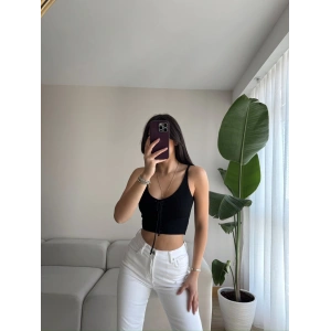 Bağcıklı Askılı Crop-SİYAH