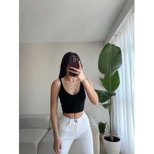 Bağcıklı Askılı Crop-SİYAH