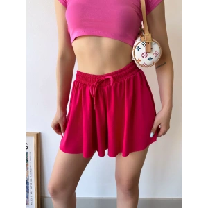 Bağcıklı Şort Etek -Fuşya