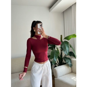 Balıkçı Çift Damla Crop - BORDO