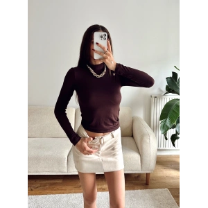 Balıkçı Yaka Buzzy Crop - BEJ