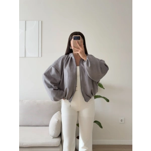 Balon Kol Süet Bomber Ceket - GRİ