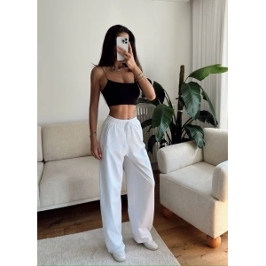 Barrel Fit Eşofman Altı - BEYAZ