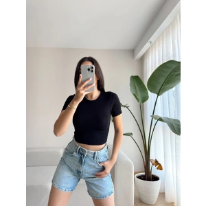 Basic Yumoş Crop-SİYAH