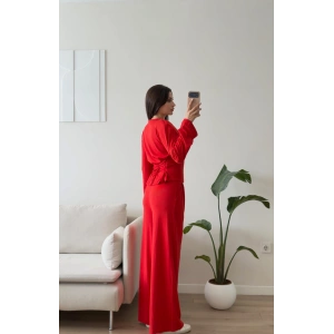 Bel Bağlamalı Vatkalı Takım - KIRMIZI