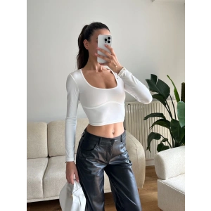 Bel Biyeli Crop - BEYAZ