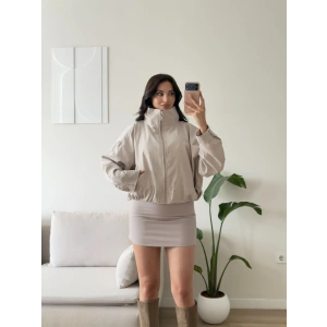 Bel Büzgü Oversize Bomber Ceket - BEJ