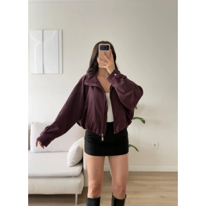 Bel Büzgü Oversize Bomber Ceket - BORDO