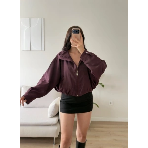 Bel Büzgü Oversize Bomber Ceket - BORDO