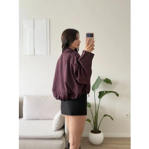 Bel Büzgü Oversize Bomber Ceket - BORDO