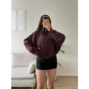 Bel Büzgü Oversize Bomber Ceket - BORDO