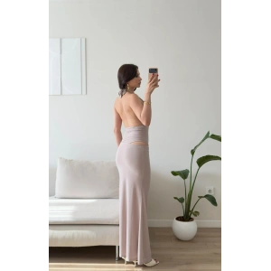 Bel Dekolte Halter Maxi Elbise - BEJ