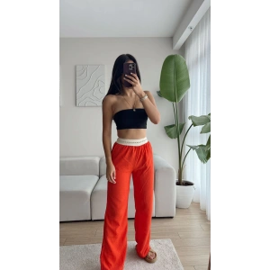 Bel Detay Palazzo Pantolon-TURUNCU