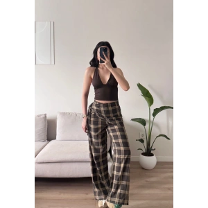 Bel Fular Ekose Pantolon - KAHVE