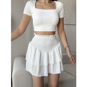 Bel Korse Detay Pileli Etek