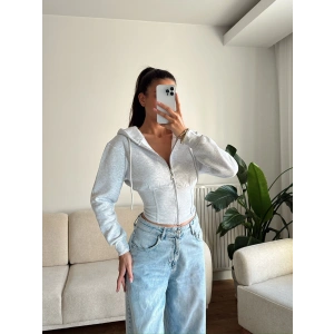 Bel Korse Kapşonlu Hırka - GRİ