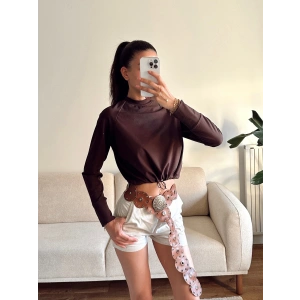 Bel Lastik Crop Sweat - KAHVE