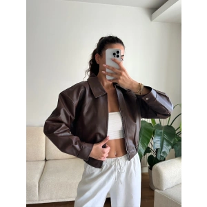 Bel Lastik Deri Ceket - KAHVE