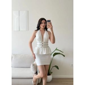 Belinda Boyundan Bağlamalı Elbise - BEYAZ