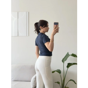 Belize Polo Yaka Crop - LACİVERT