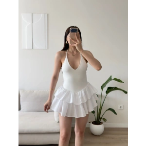 Bella Eteği Şortlu Elbise - BEYAZ