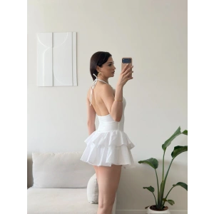 Bella Eteği Şortlu Elbise - BEYAZ
