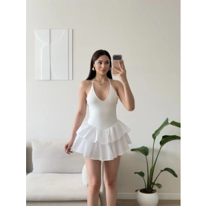 Bella Eteği Şortlu Elbise - BEYAZ