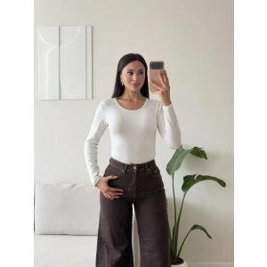 Bisiklet Yaka Bodysuit - BEYAZ
