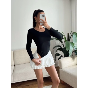 Bisiklet Yaka Bodysuit - SİYAH