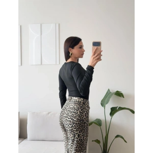 Bisiklet Yaka Bodysuit - SİYAH