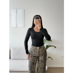 Bisiklet Yaka Bodysuit - SİYAH