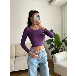 Bisiklet Yaka Crop - MOR